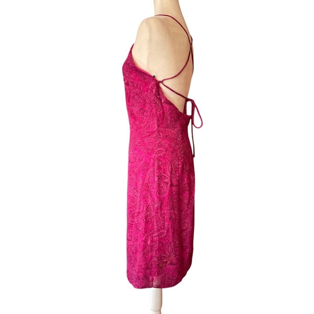 90s Vintage Pink Paisley Spaghetti Strap Dress Sz 8 Whimsigoth Fairy Wierdo Y2K - Picture 8 of 16